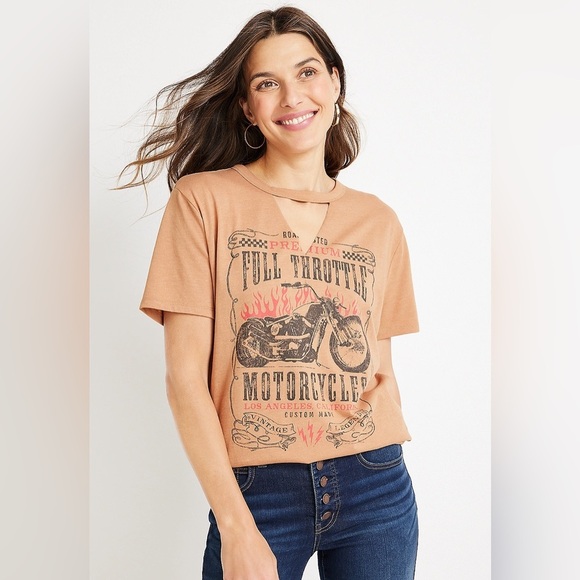 Maurices Full Throttle Motorcycle Graphic Tee SZ XS - Picture 1 of 5